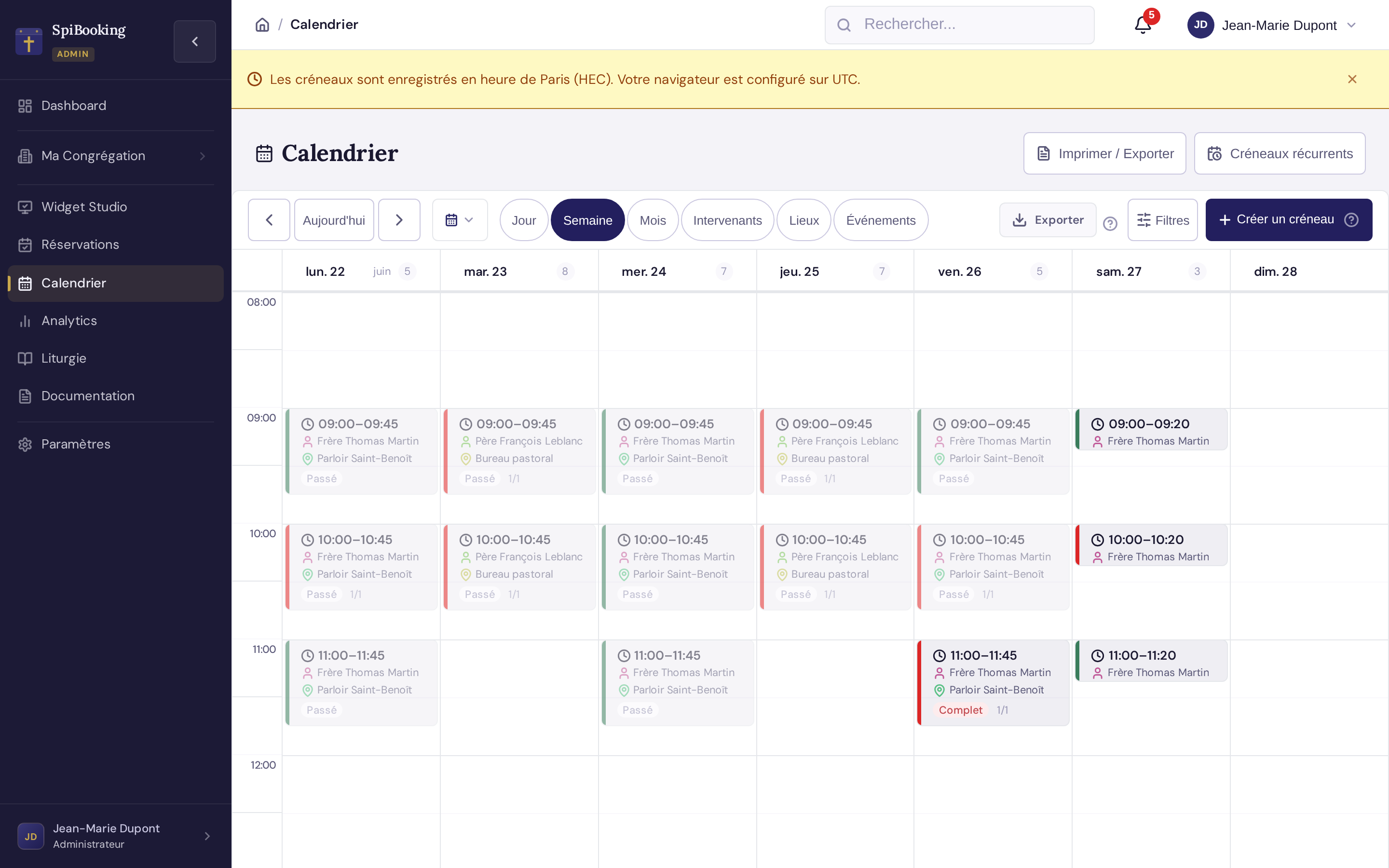 Team calendar