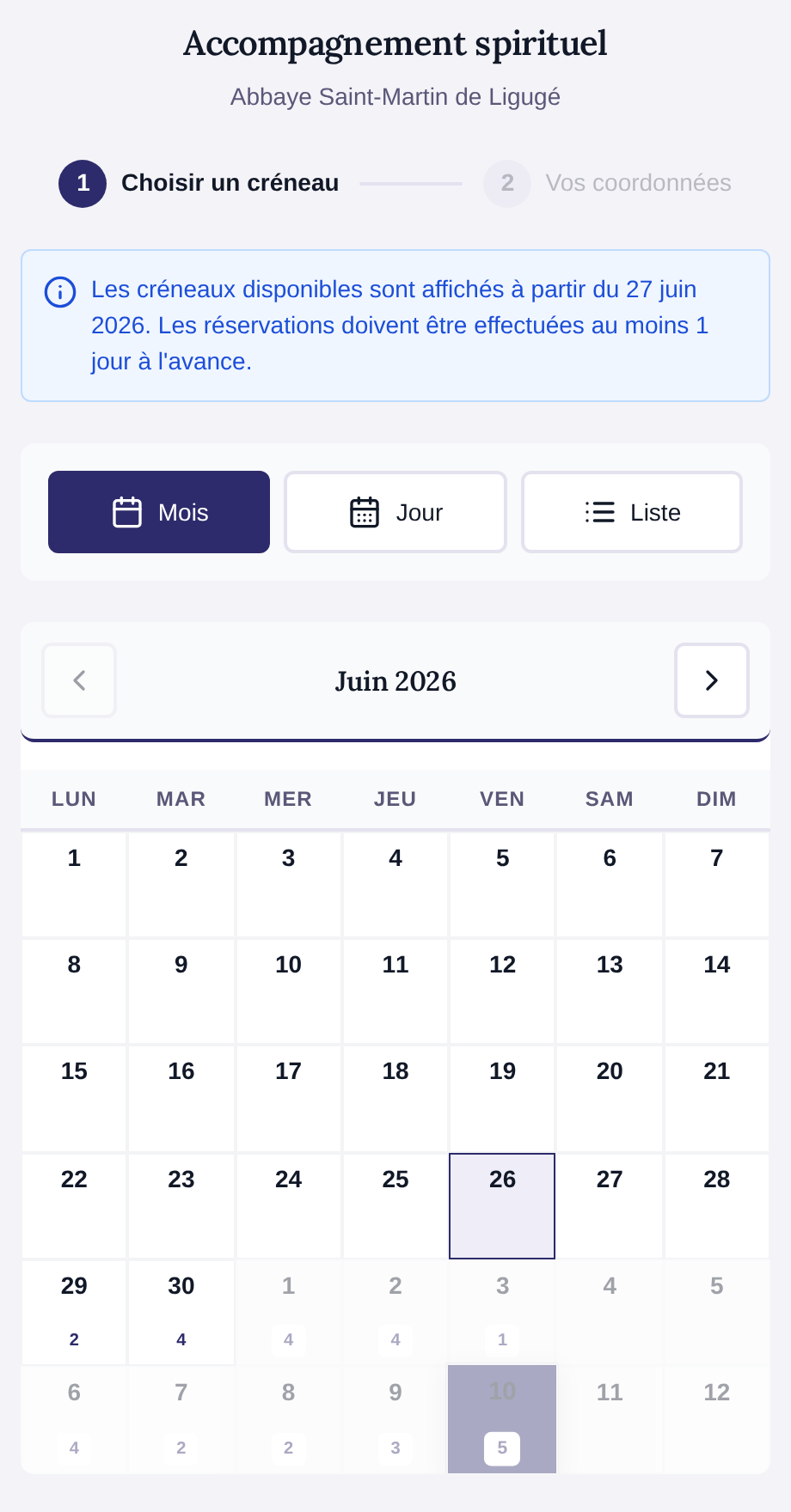 Public booking widget